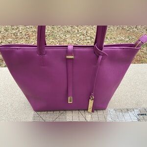 Vince Camuto Leila Women’s Small Tote Bag in Fig Jam color with Gold Accents